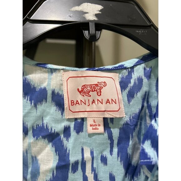 Banjanan Susie Print Ruffle Sleeve Blouse Ikat Bosphorus Womens Size Large - Picture 8 of 8